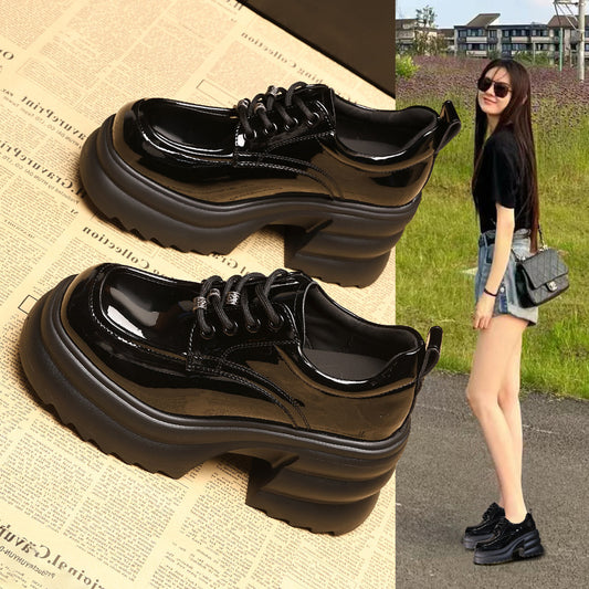 Women's Thick-soled British Style Autumn Platform Leather Shoes