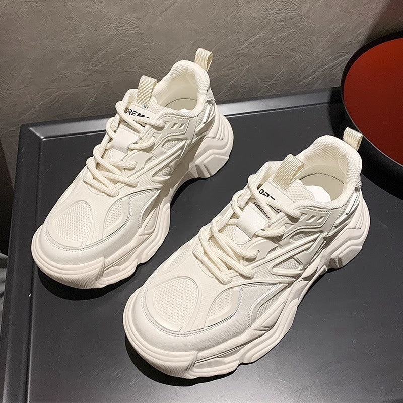 Men's Dad Autumn Breathable Couple White Thick Sneakers