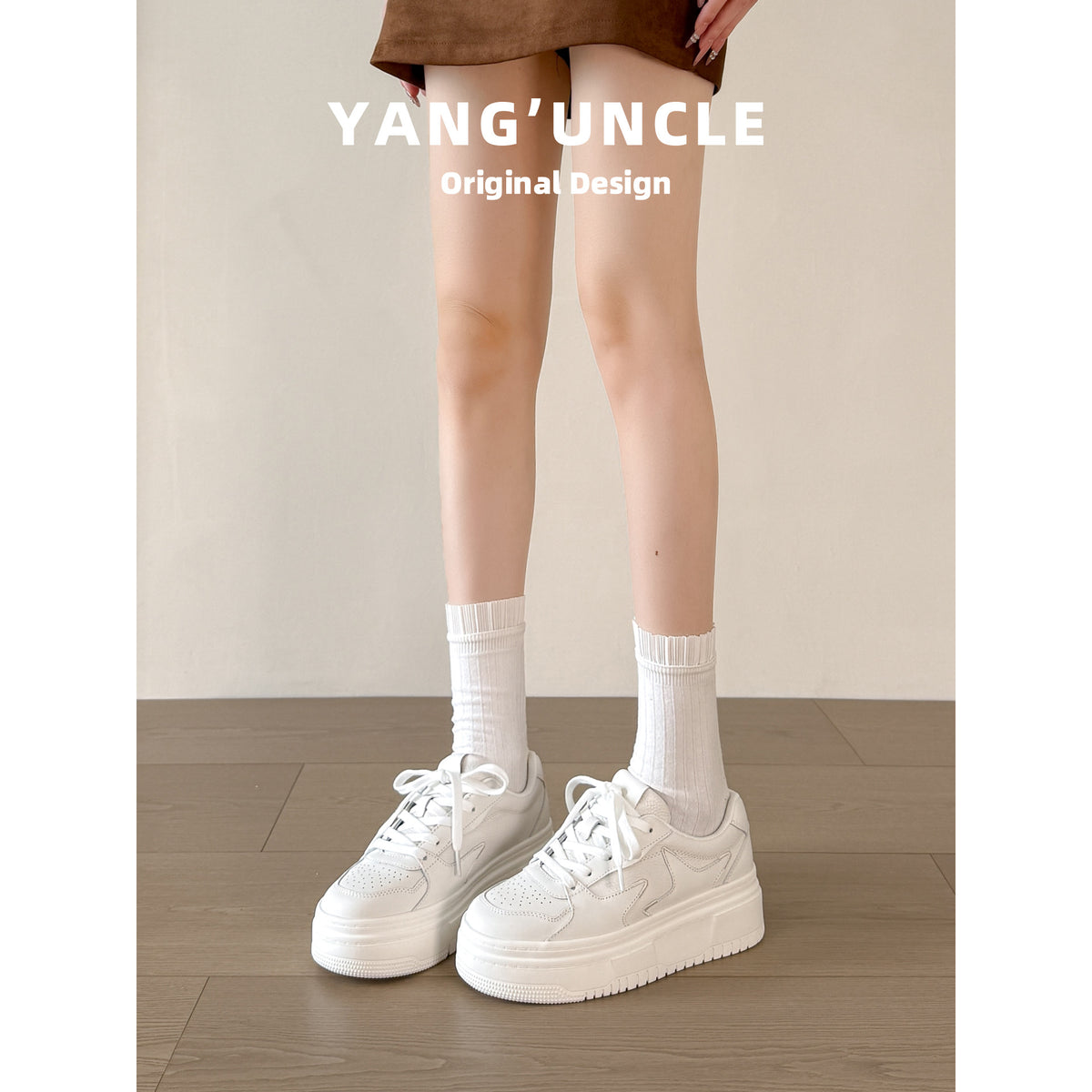 Women's White Summer Genuine Thick Bottom Small Sports Heels