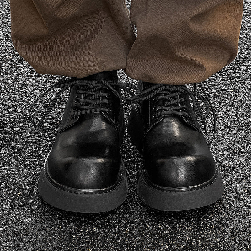 Women's & Men's Sole Increased Lovers British Big Head Leisure Leather Shoes