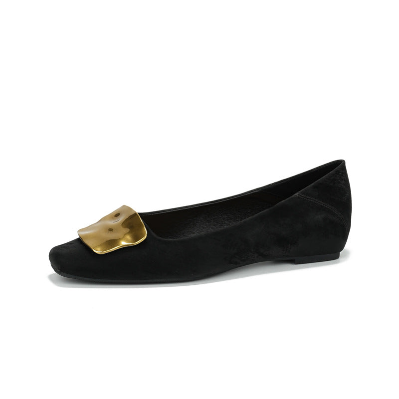 French Style Height Increasing Insole Golden Buckle Not Women's Fashion Shoes