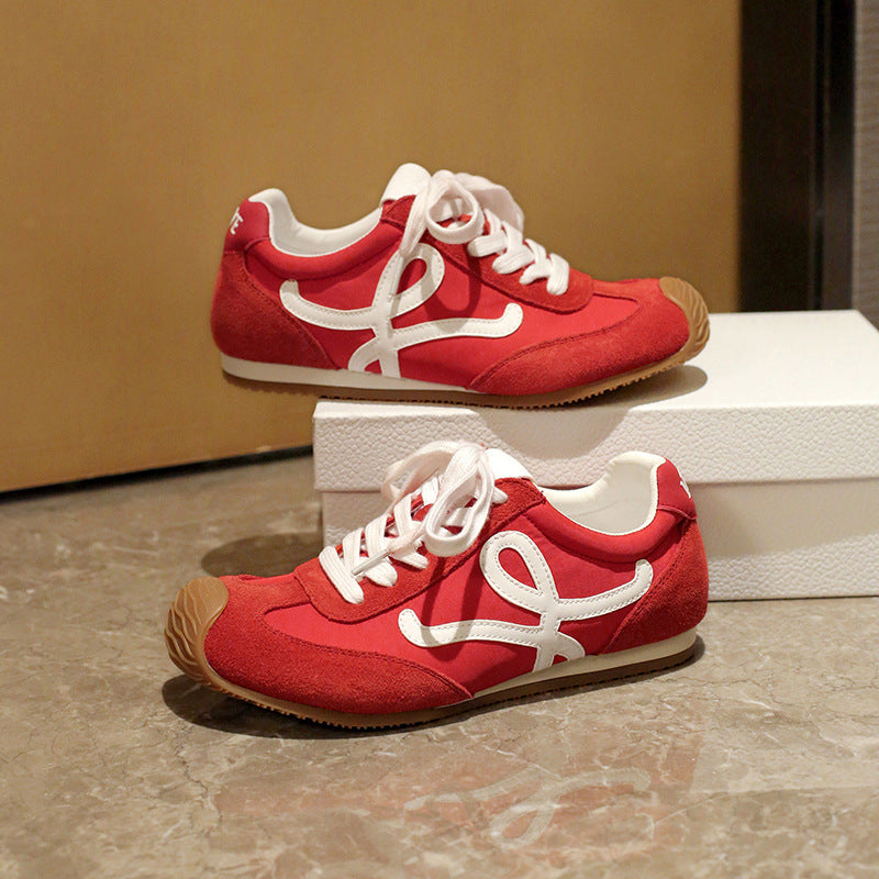 Women's Retro German Training Head Tilt Color Matching Sports Sneakers