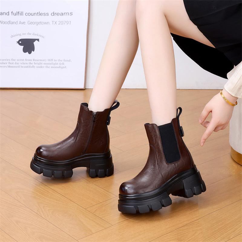 Women's Inner Martin Veet Padded Slim Small Thick Women's Leather Boots