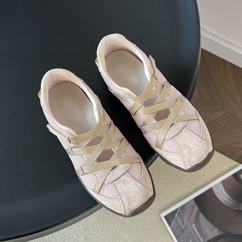 Women's Su Korean Style Cross Strap Mechanical Ballet Training Mary Jane Women's Casual Shoes