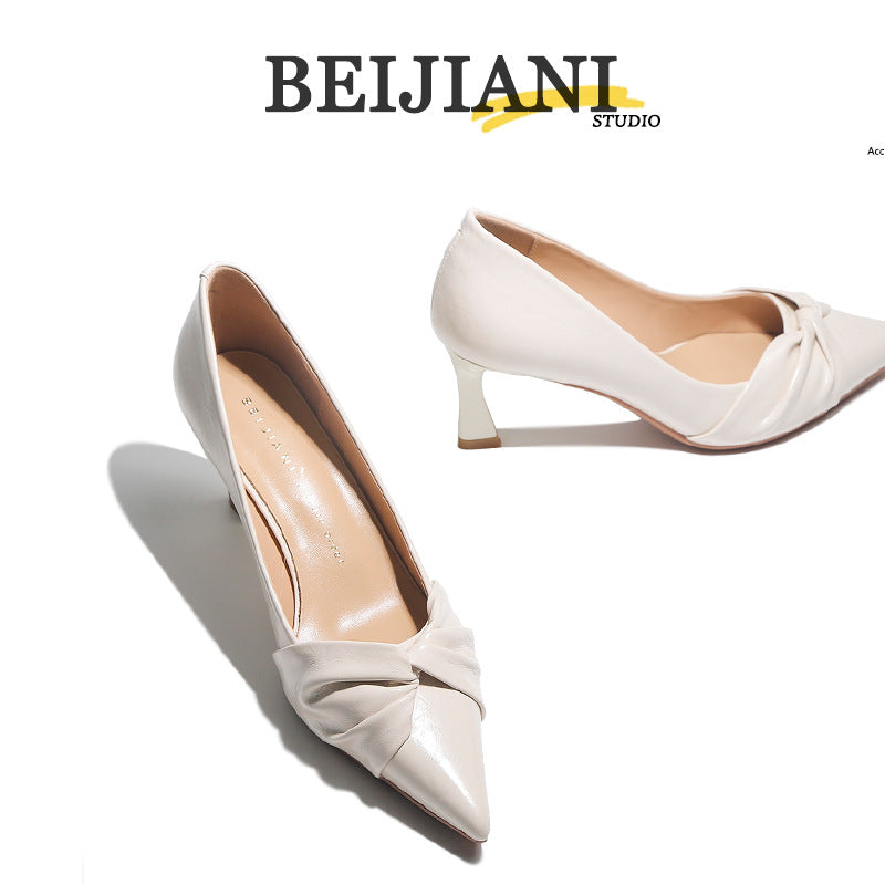 Women's Sheepskin Pointed Toe Twisted High Stiletto Women's Fashion Shoes