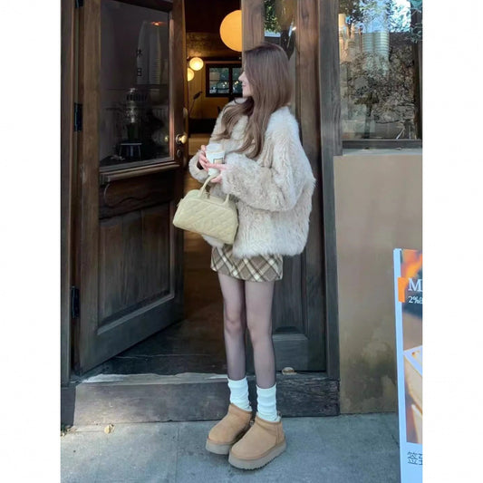 Women's Platform Winter Fleece-lined Thickened Fur Warm Booties Women's Snow Boots