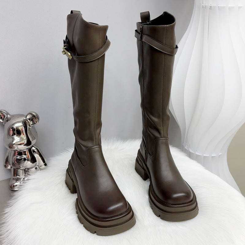 Long Thick Bottom Waterproof Platform Fleece-lined Warm Tall Knight Small Boots