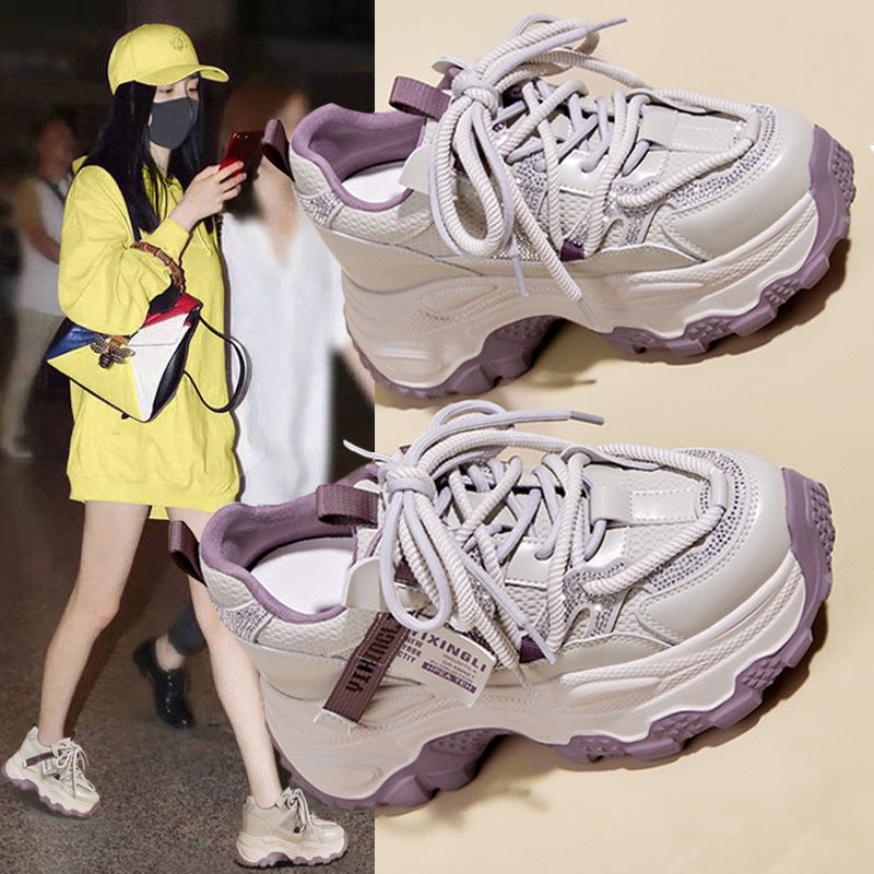 Thick Bottom Spring Small Sports Increased Clunky Super Women's Casual Shoes