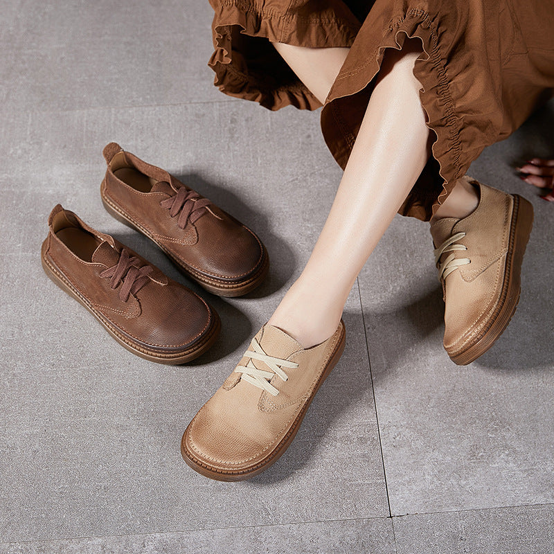 Women's Pumps Spring First Layer Cowhide Retro Casual Shoes