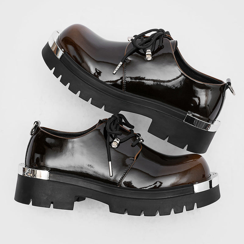 Men's Fashionable High-grade Patent Niche Derby Leather Shoes