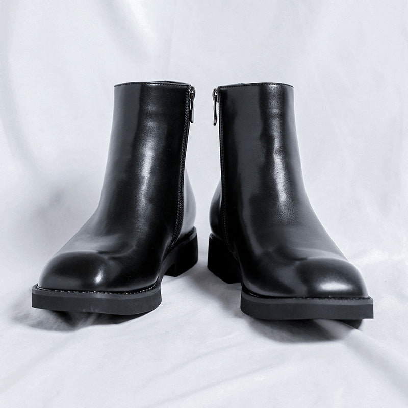 Men's Autumn Green Round Head Thick Bottom Side Boots