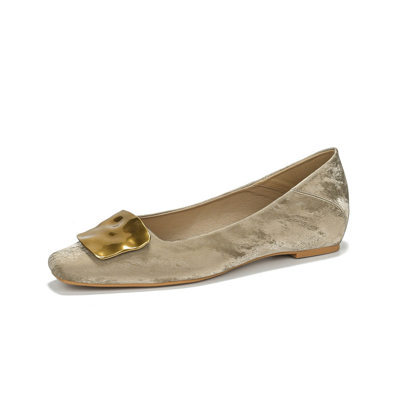 French Style Height Increasing Insole Golden Buckle Not Women's Fashion Shoes