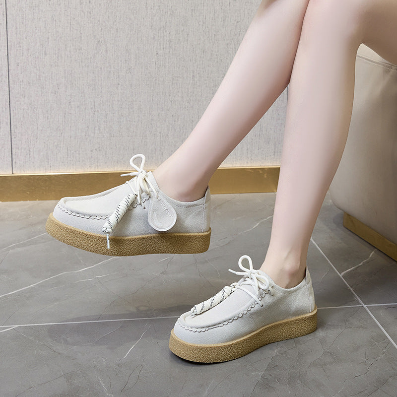 Women's & Men's Couple Platform Kangaroo Biscuit Derby Retro Women's Sports Shoes
