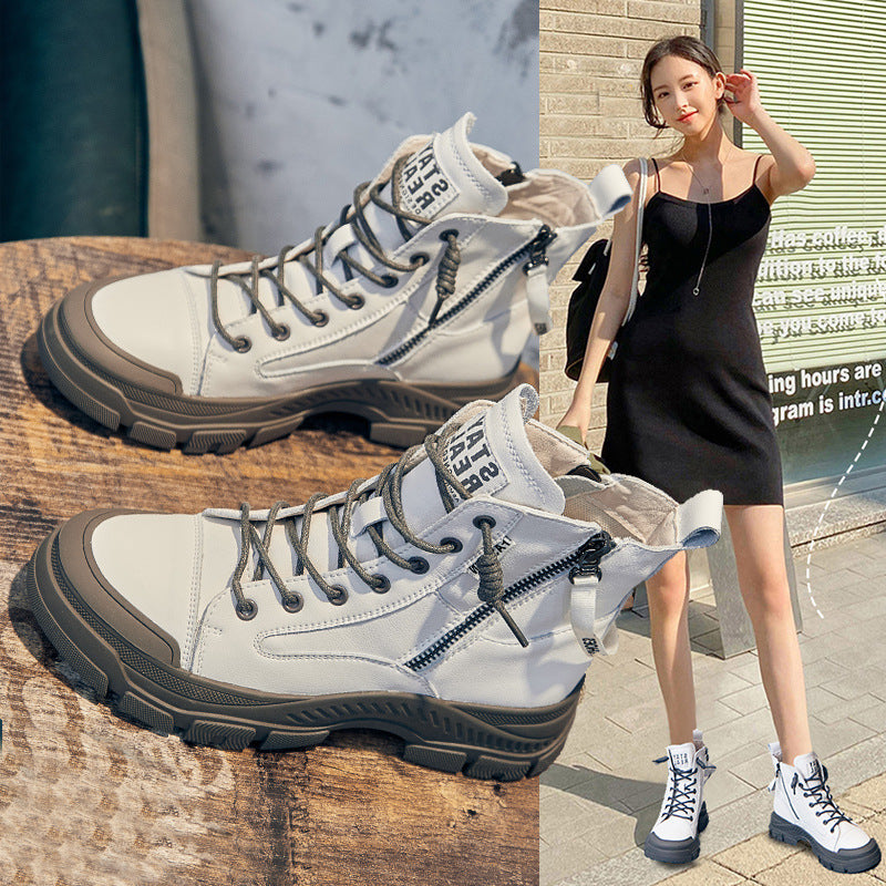 Women's Fashion White Autumn Korean Style Height Women's Board Shoes