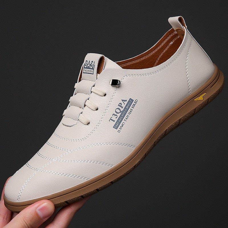 Men's Round Toe Business Trendy Cow Pumps Casual Shoes