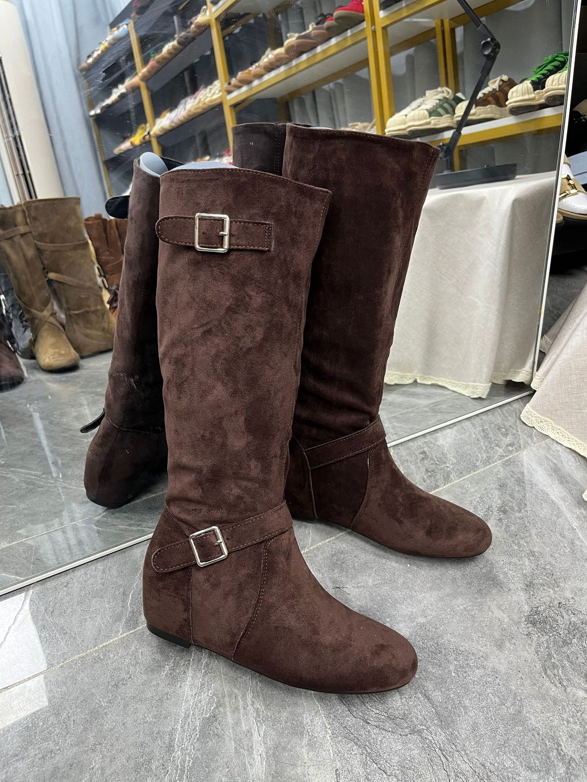 Women's Western Cowboy Korean Round Head Buckle Soft Boots