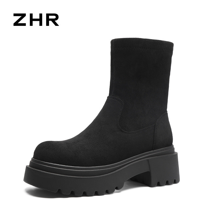 Stretch Winter Veet Thermal Booties High Thin Thick Women's Cotton Shoes