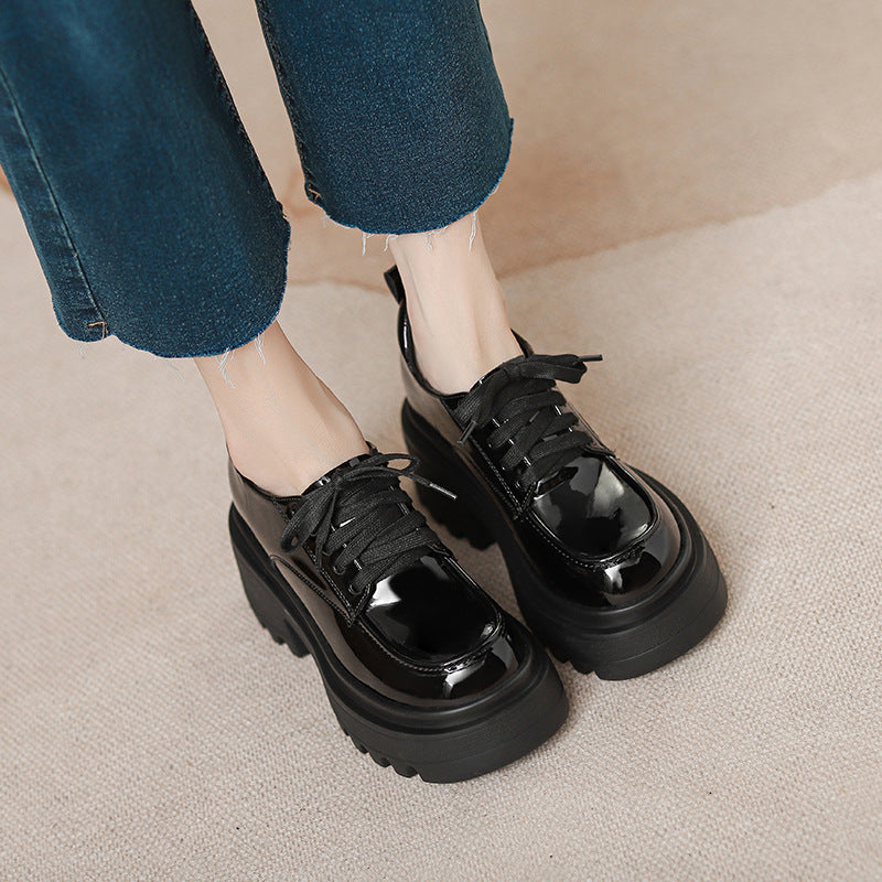Women's Jane British Style Autumn Black Thin Loafers