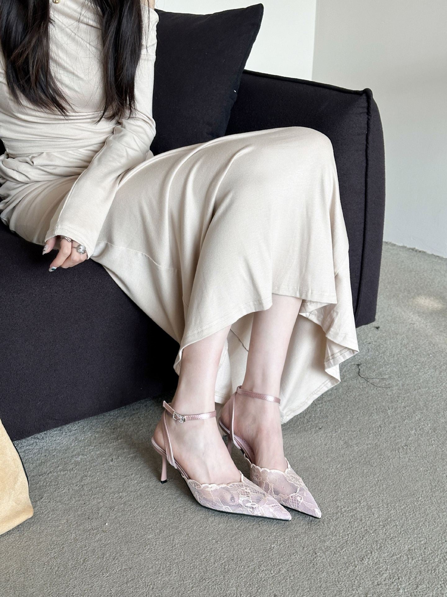 Spring Pointed Toe Stiletto Temperament Slimming French Sexy Heels