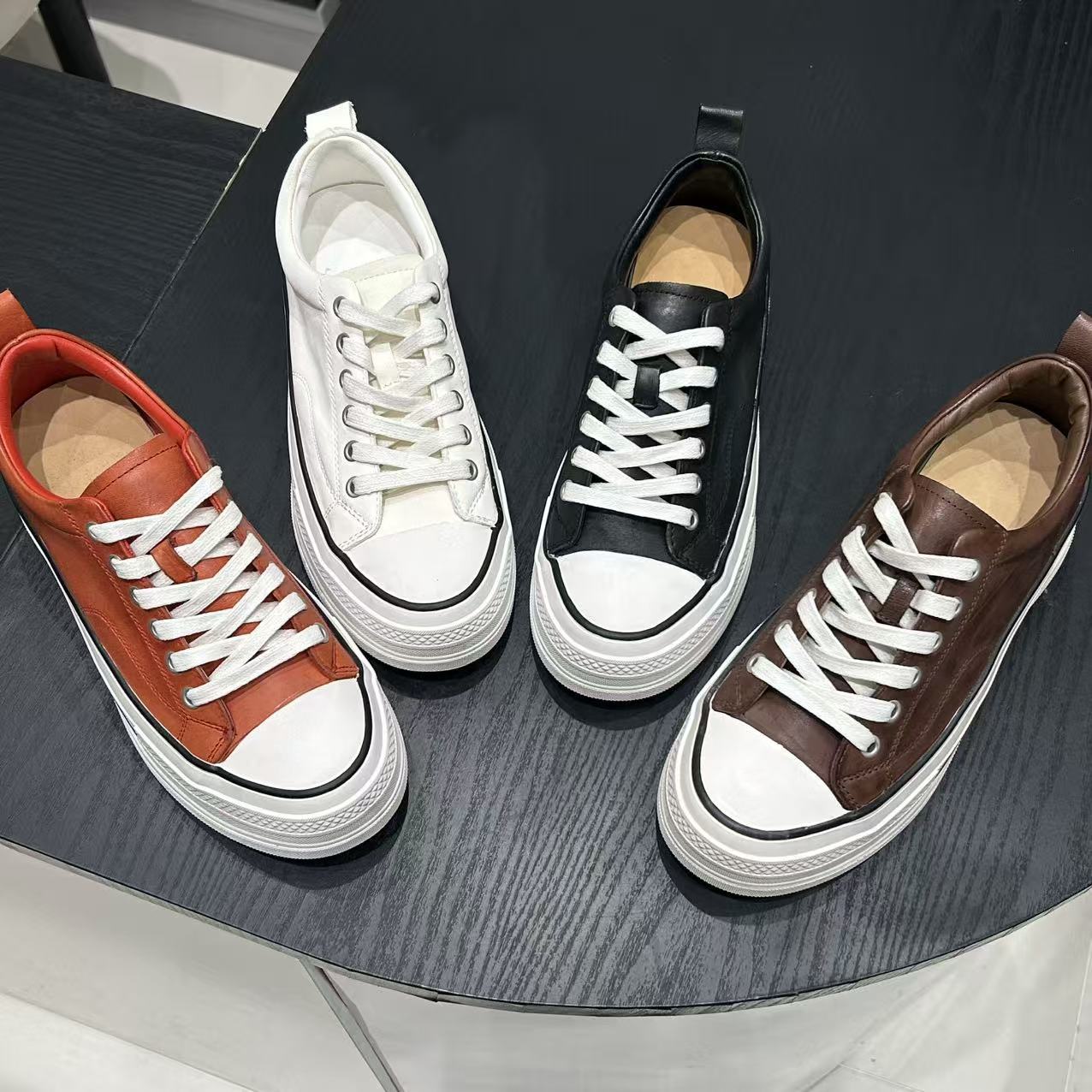 Women's Platform Classic Style Increased Lace Up Round Toe Women's Board Shoes