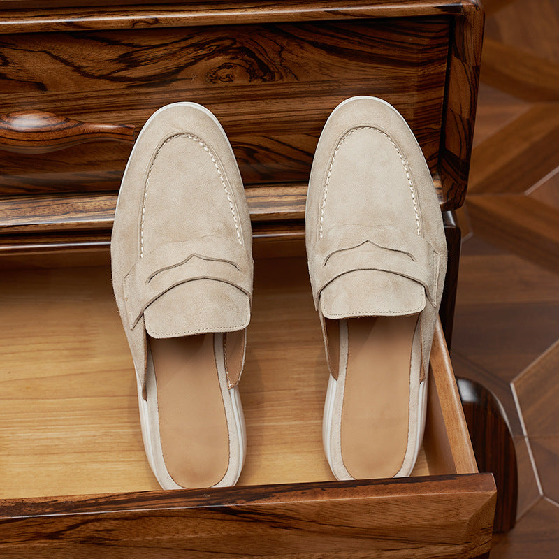 Men's Frosted Sheepskin Closed Toe Half Comfort Sandals