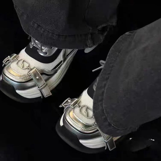 Women's Cowhide Sier Breathable Platform Height Increasing Sneakers