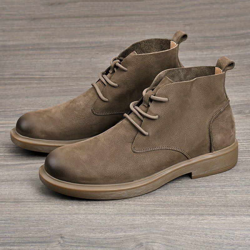 Men's Retro Lace Up Trendy Versatile Single-layer Men's Casual Leather Shoes