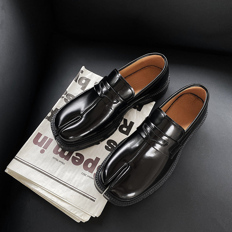 Men's Niche High-grade Horseshoe Design Korean British Trendy Leather Shoes