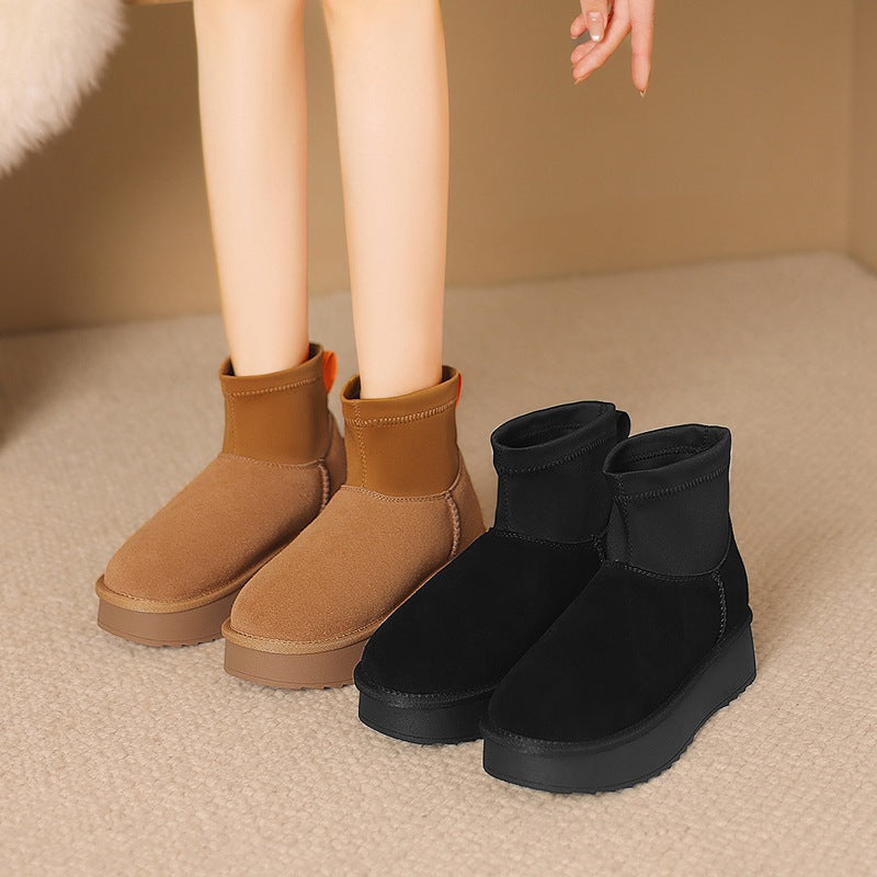 Fleece-lined Platform Warm Winter Cotton Lightweight Snow Boots
