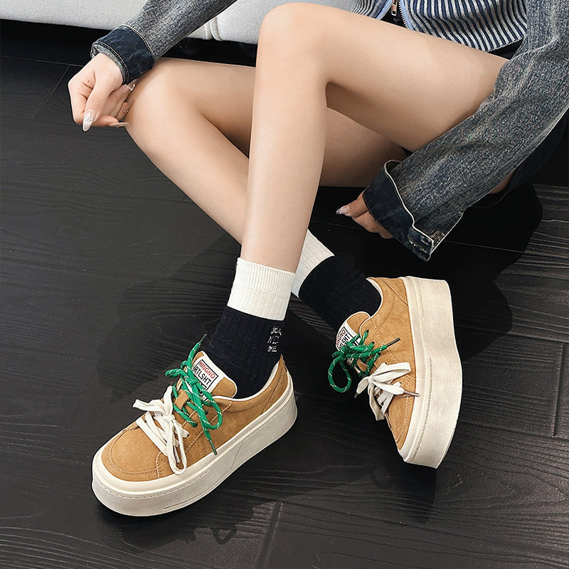 Thick-soled Spring Two-color Bread Small Heighten Women's Casual Shoes