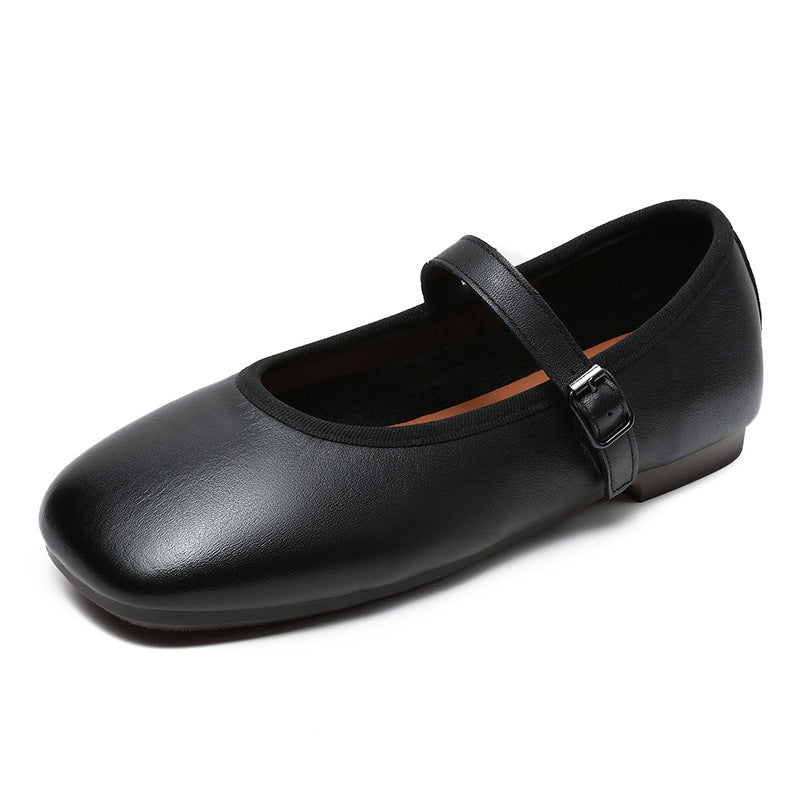 Women's Square Toe Mary Jane Flat Buckle Casual Shoes