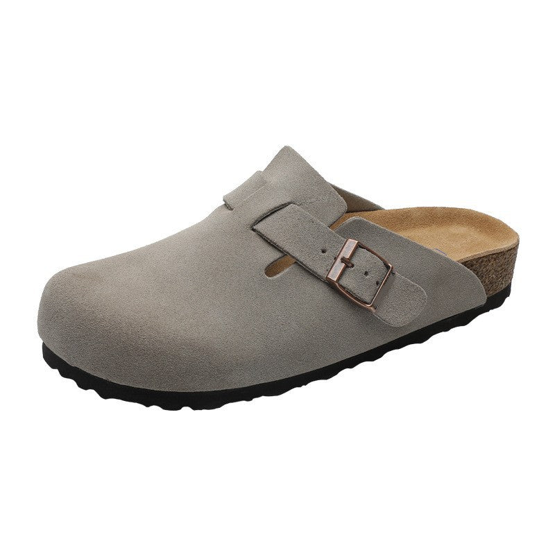 Comfortable Flat Cork Unisex Retro Half Lazy Thick-soles Slippers