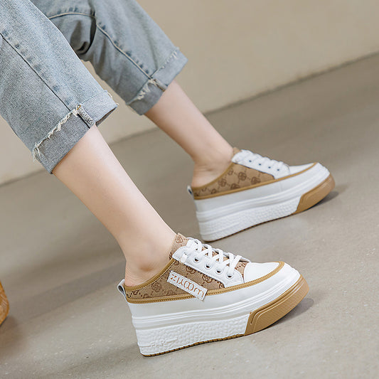 Women's Height Increasing Insole Genuine Platform Breathable Slippers