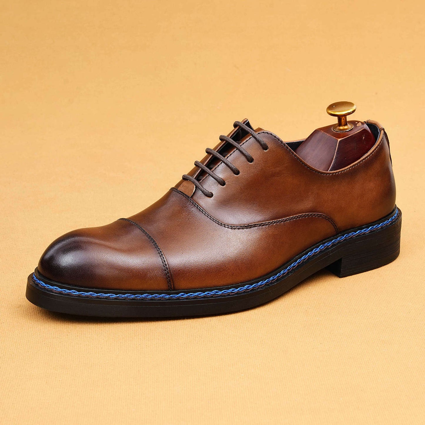 Men's Pointed Formal Wear Norwegian Sewing Oxford Leather Shoes