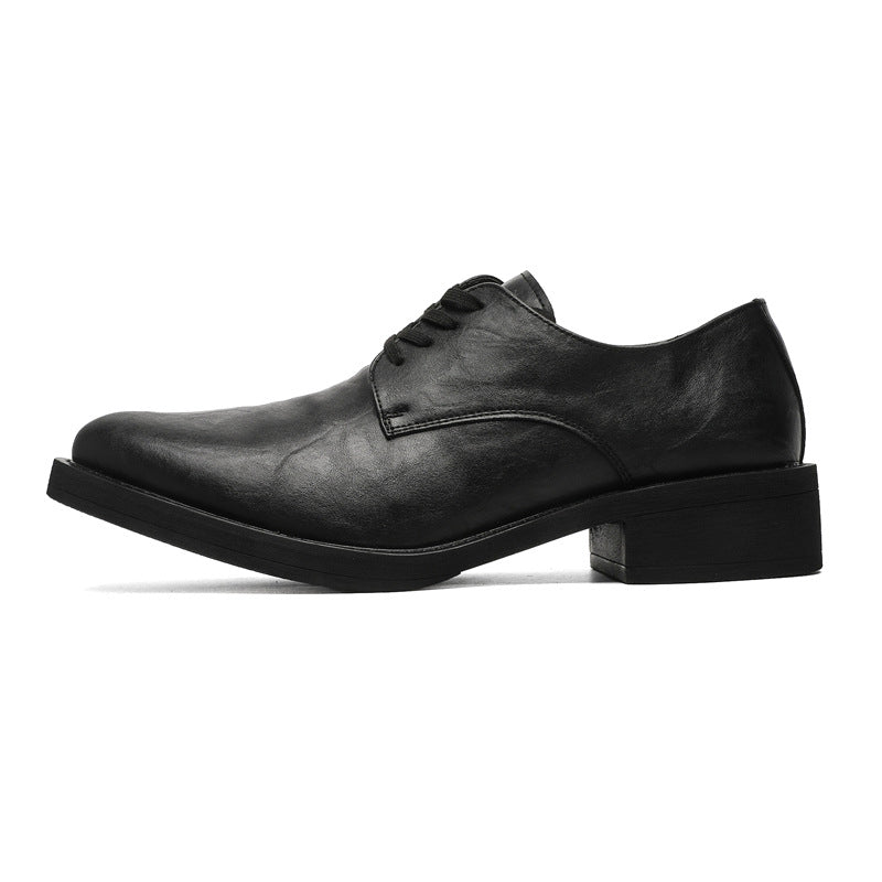 Men's Business Formal Soft Black Bottom Surface British Leather Shoes