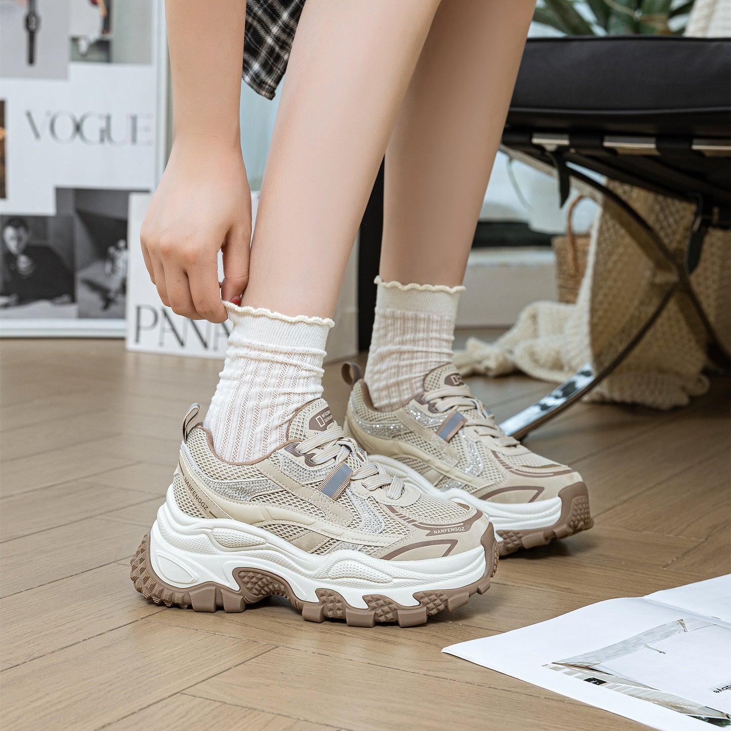 Women's Thick Bottom Heightened Daddy Color Matching Women's Casual Shoes