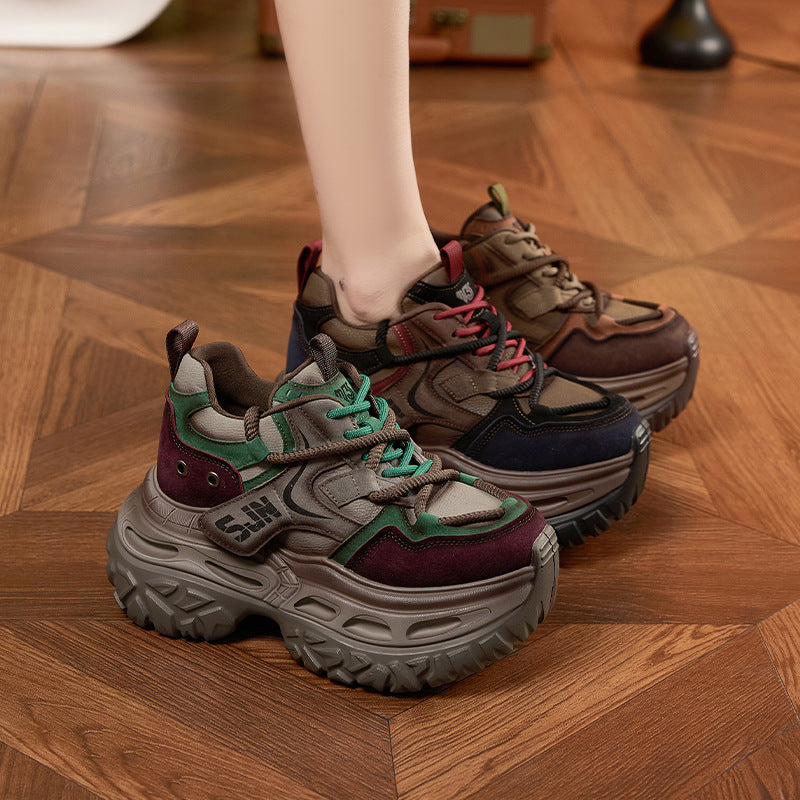 Women's Platform Dad Spring Height Increasing Insole Polished Women's Sports Shoes