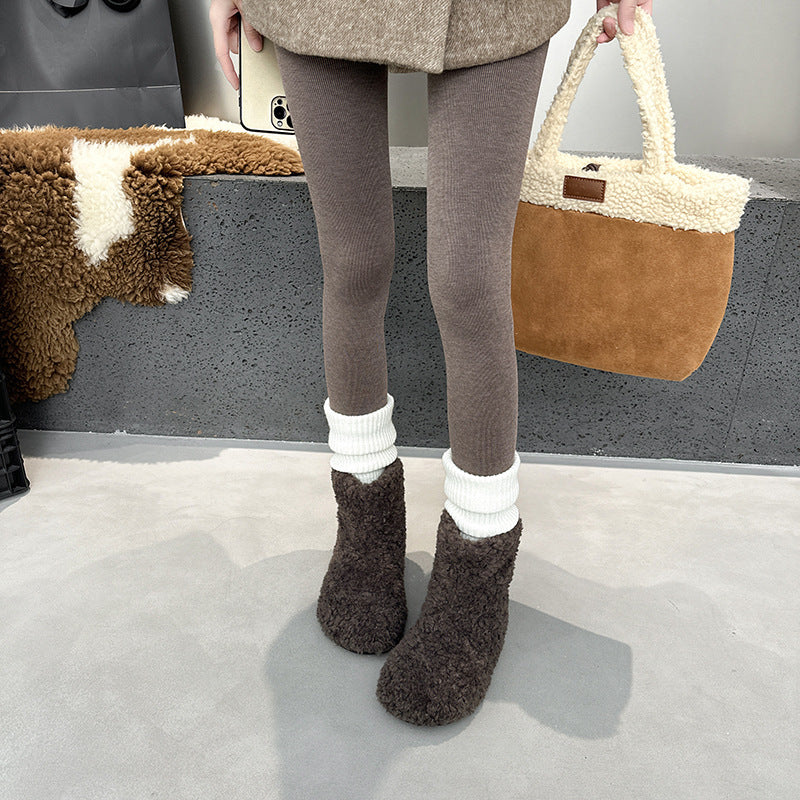 Women's Invisible Height Increasing Insole Trendy Warm Winter Fleece-lined Fluffy Short Women's Snow Boots