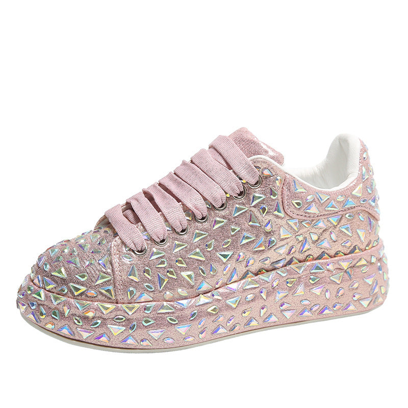 Women's Full Diamond Platform Dad Fashionable Slimming Rhinestone Skate Women's Sports Shoes