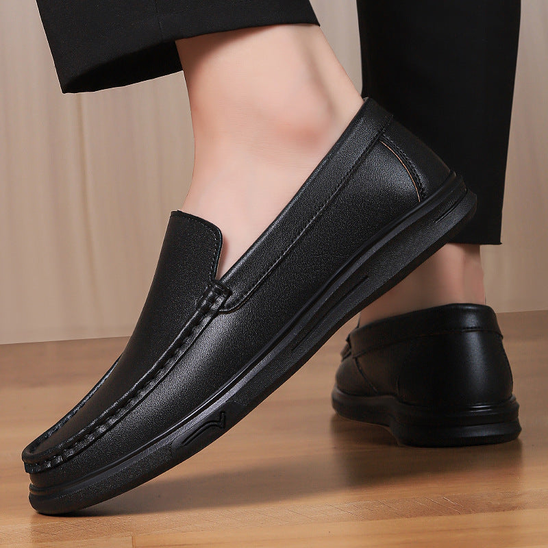Men's Slip-on Flat Driving Spring Cowhide Surface Men's Casual Leather Shoes