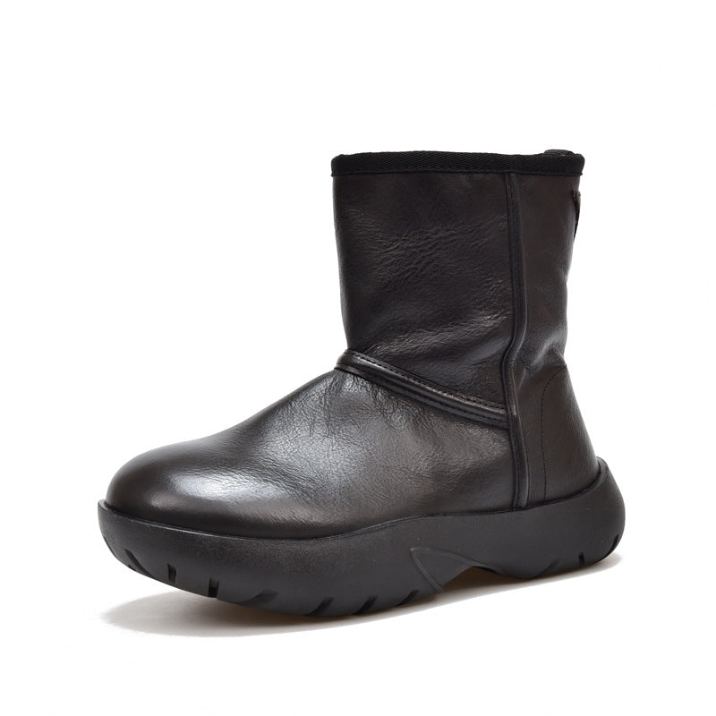 High Quality Top Layer Cowhide Platform Thickened Winter Thermal Snow Boots