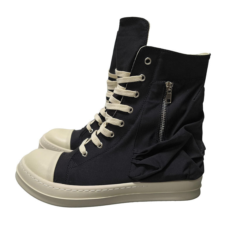 Men's Cloth Solid Color Sports Lace Up Round Men's Board Shoes