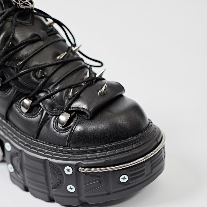 Women's Heavy Metal Platform Punk Dark Motorcycle Sneakers