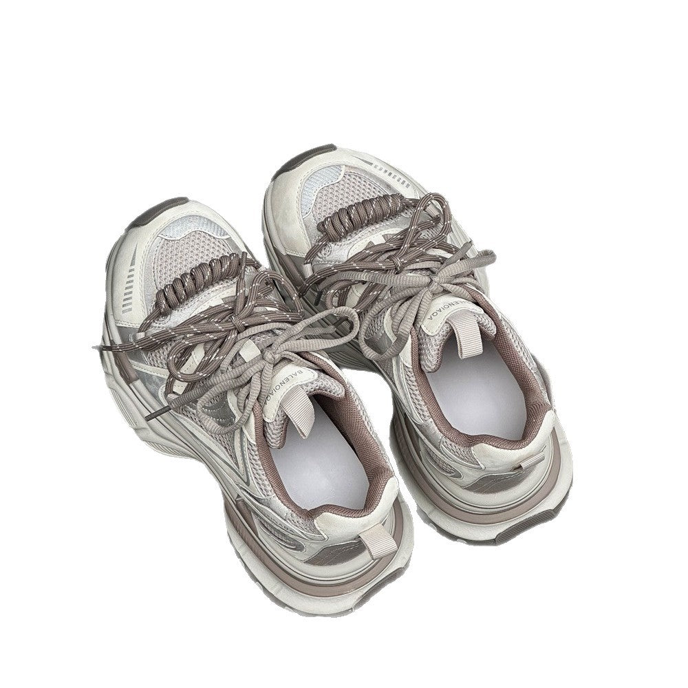 Women's Early Spring Thick Bottom White Clunky Mesh Breathable Women's Sports Shoes
