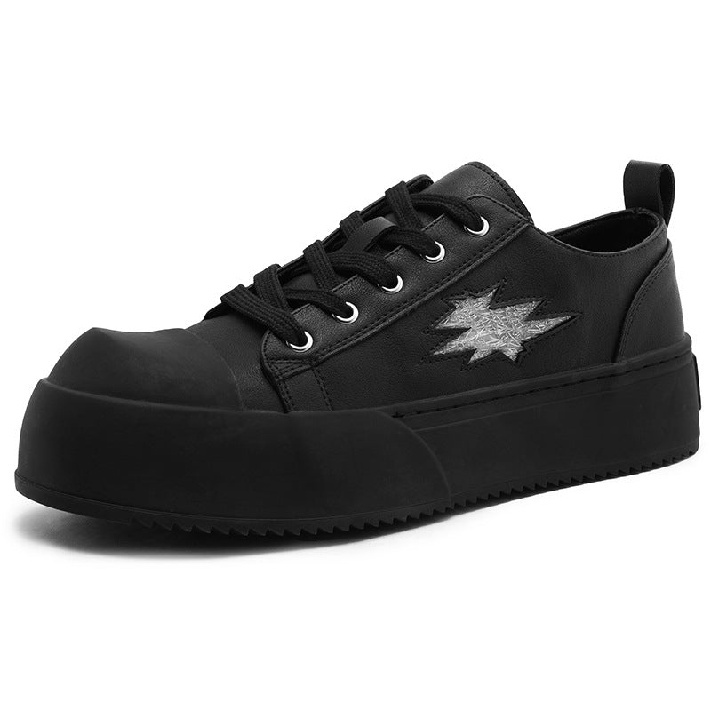 Men's Derby Trendy American Black Commuter Big Head Sneakers