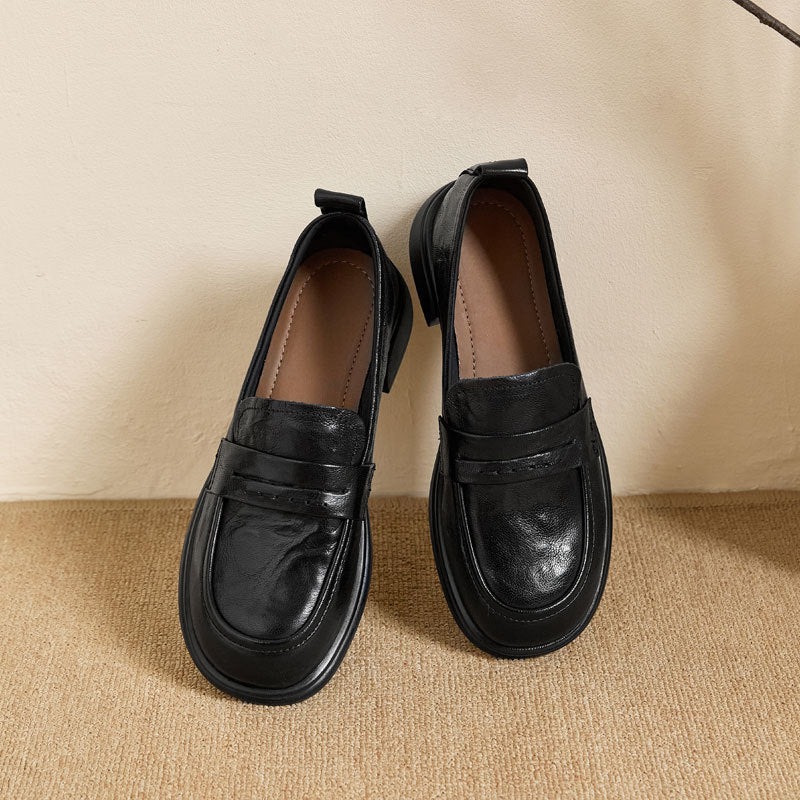 Women's British Style Sheepskin Round Head Slip-on Women's Casual Shoes