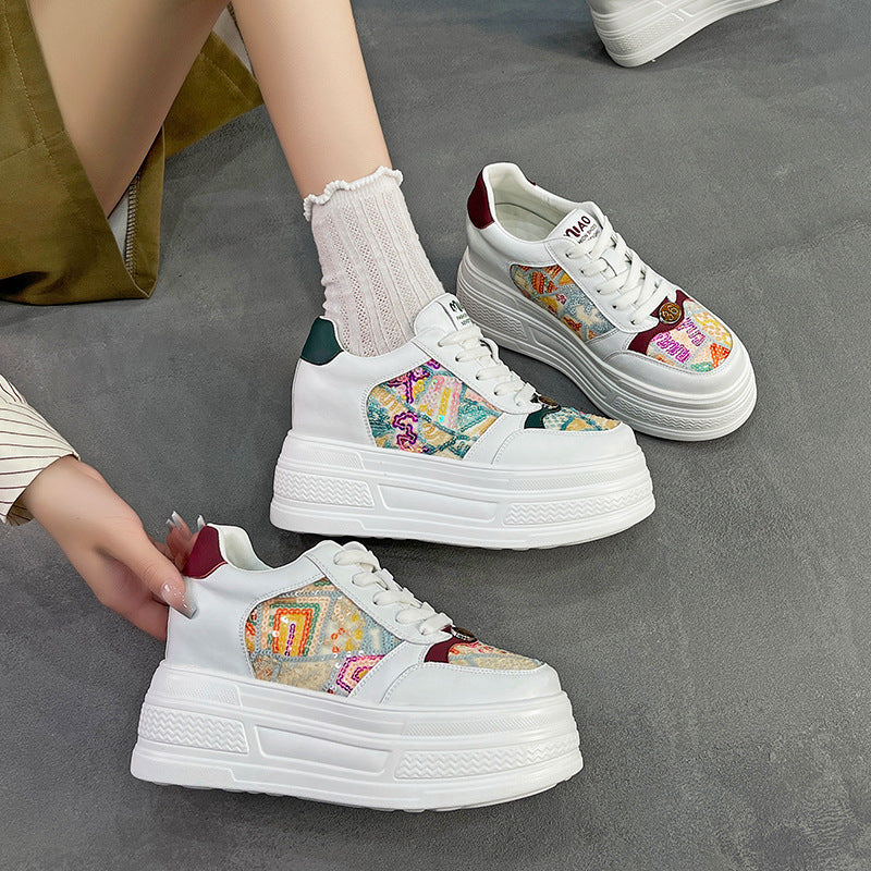 Women's Hidden White Spring Platform Breathable Korean Women's Shoes