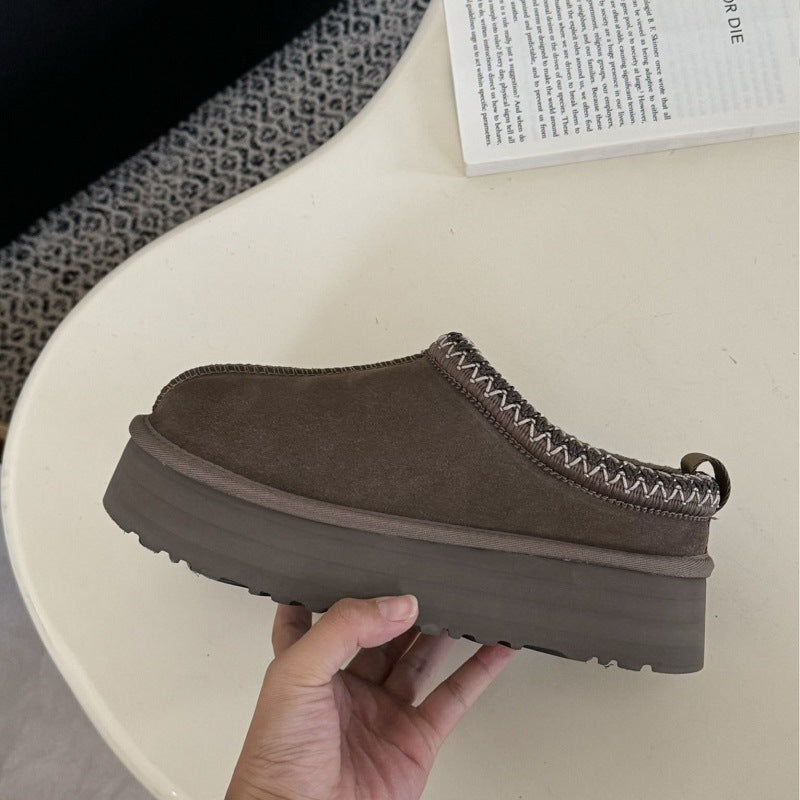 Women's Fur Integrated Thick-soled Ethnic Style Half Thickened Wool Women's Snow Boots