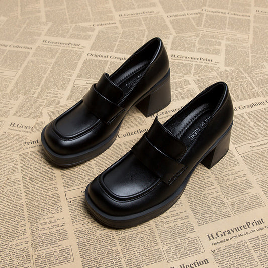 Women's Versatile Thick-soled High Pumps Black Thin Women's Fashion Shoes
