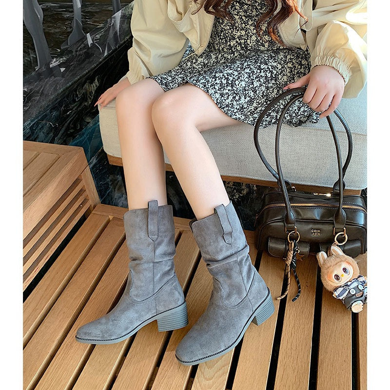 Women's Height Increasing Length Loose Socks V Cut Knee-high Thick Slimming Boots